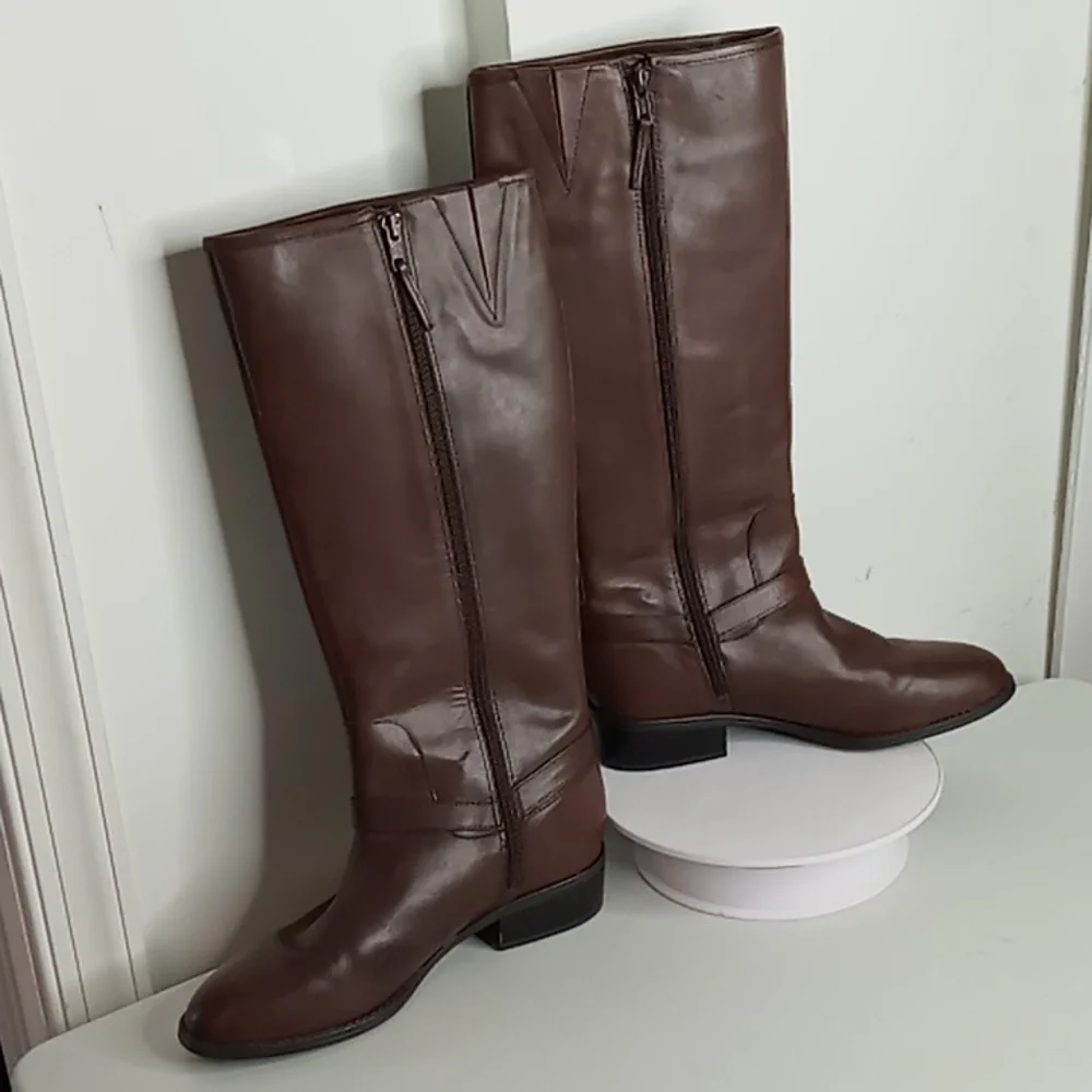 Lauren Ralph Lauren - Marion - Leather Riding Boots -Brown -size 8 B